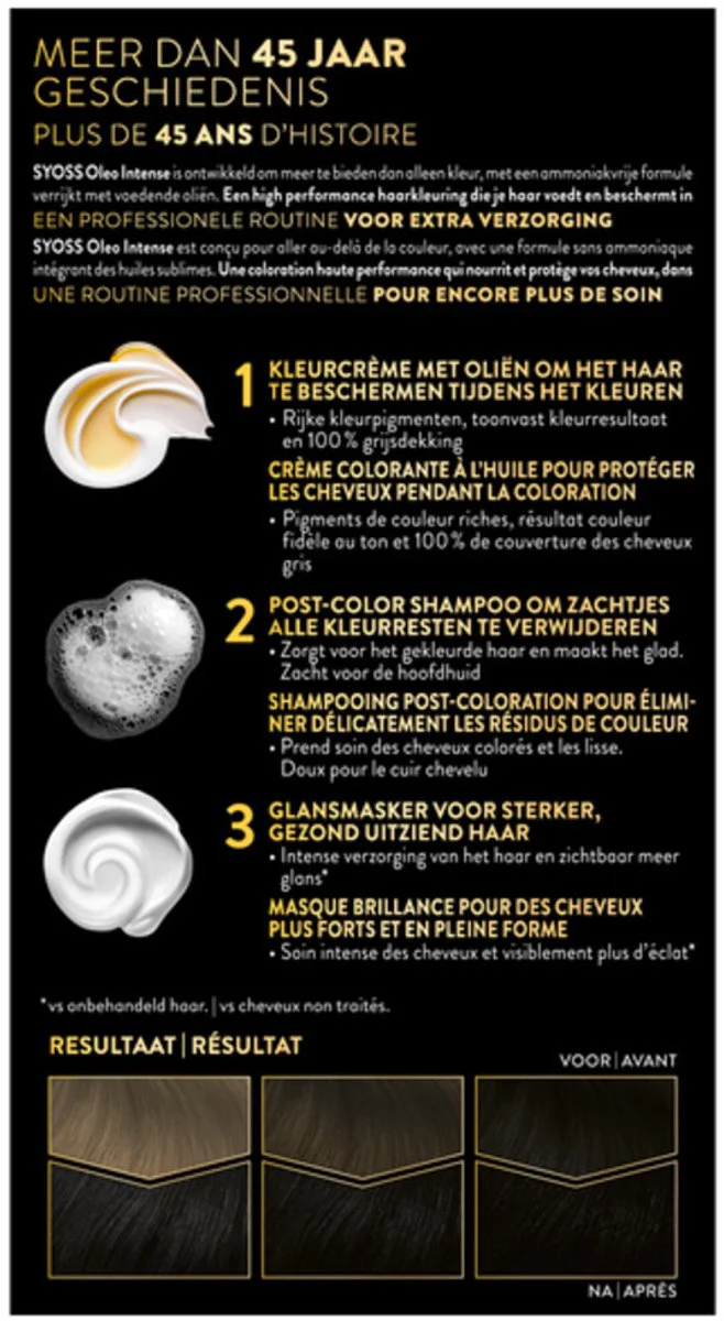 3x Syoss Oleo Intense Haarverf 1-10 Intens Zwart