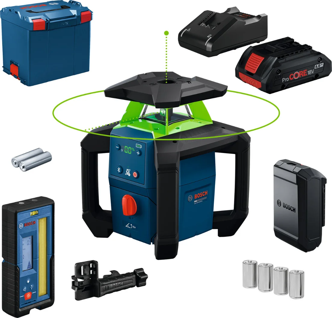 Bosch Professional GRL 18V-4-34 CVG Accu rotatielaser groen + LR45 ontvanger 18V 4.0Ah in L-Boxx - 0601061H00