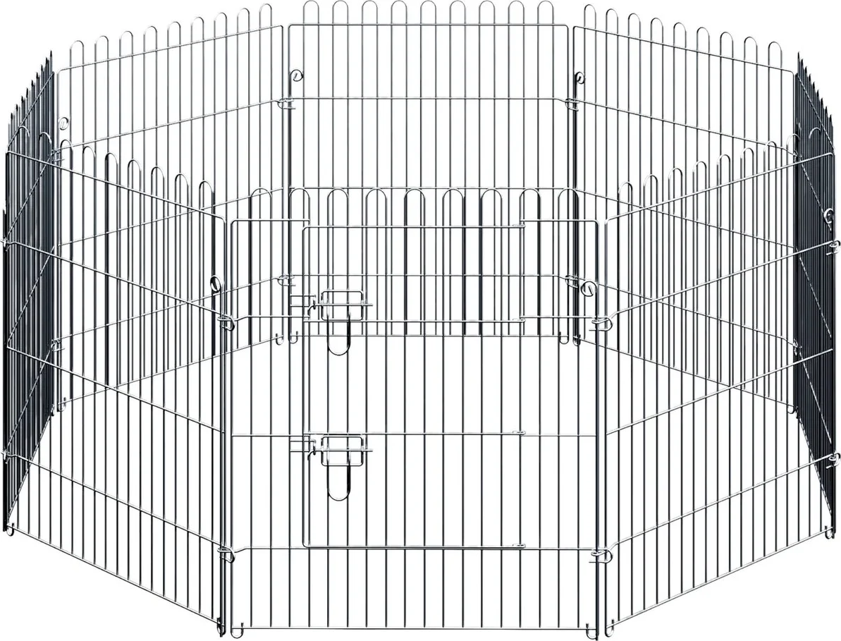 Zenzee Puppyren - Hondenren - Konijnenren - 120 x 120 x 60 CM - Opvouwbaar - Met Deur - 8 panelen - Zwart
