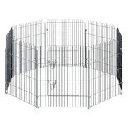 Zenzee Puppyren - Hondenren - Konijnenren - 120 x 120 x 60 CM - Opvouwbaar - Met Deur - 8 panelen - Zwart