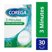 Corega 3 Minutes Reinigingstabletten - voor uw kunstgebit, uitneembare beugel of bitje 30TB