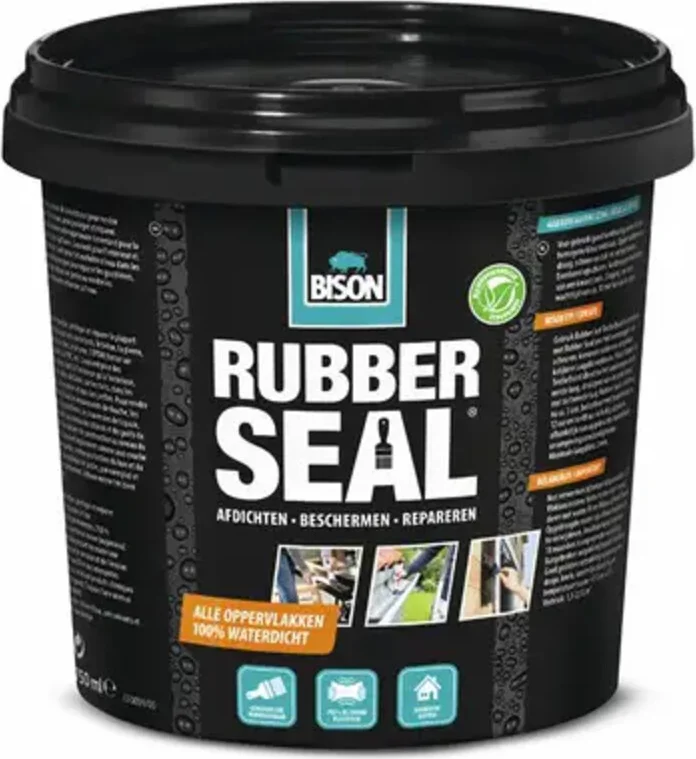 Bison Rubber Seal 750 ml- Rubber coating om oppervlakken waterdicht te maken, dakgoot repareren, binnen en buiten, afdichten, beschermen en repareren, 750 ml pot