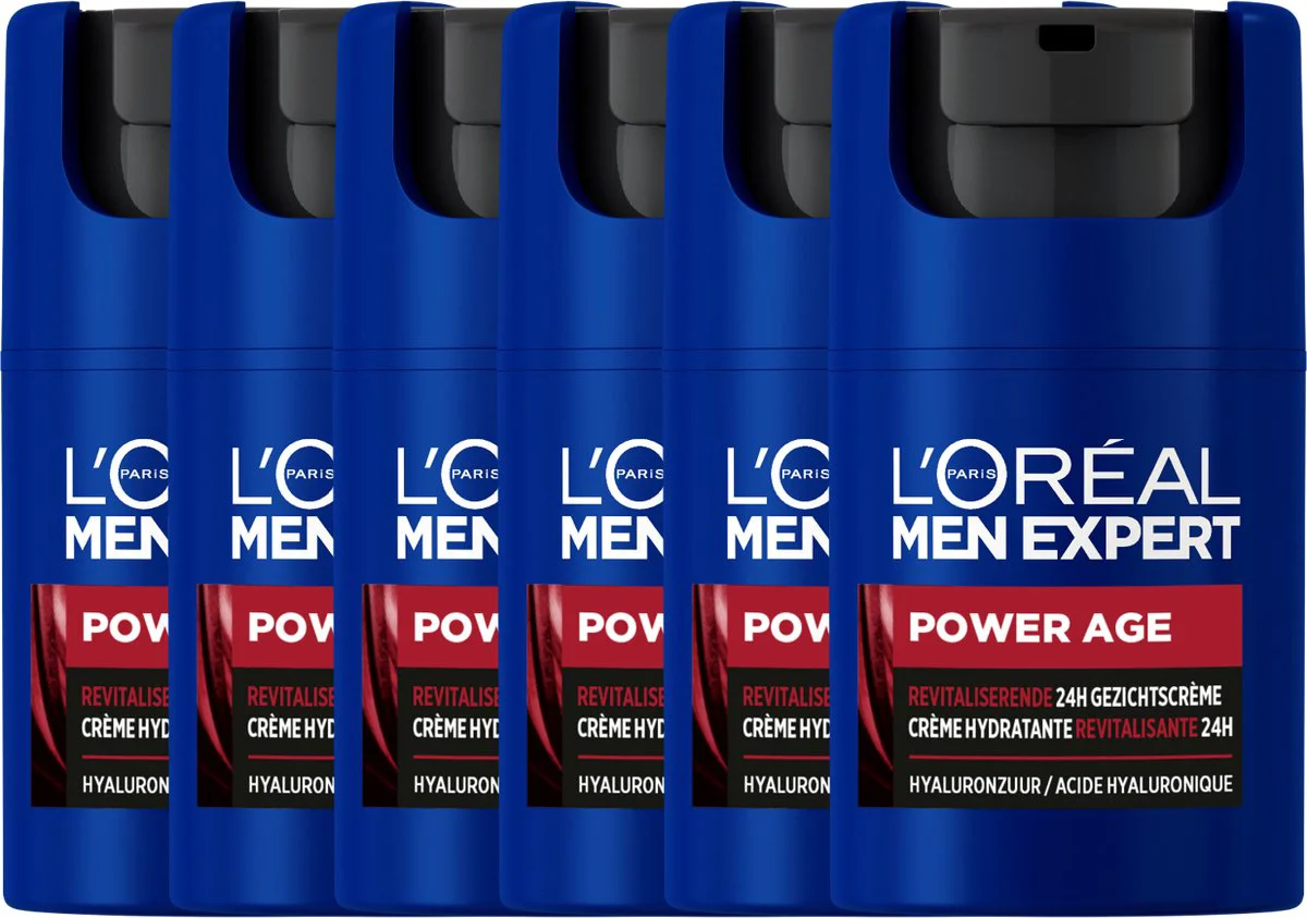 6x L'Oréal Men Expert Power Age Revitaliserende 24H Gezichtscrème 50 ml