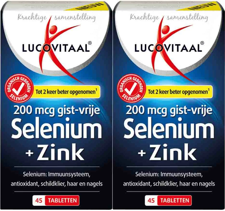 2x Lucovitaal Selenium & Zink 200 mcg Gistvrij 45 tabletten