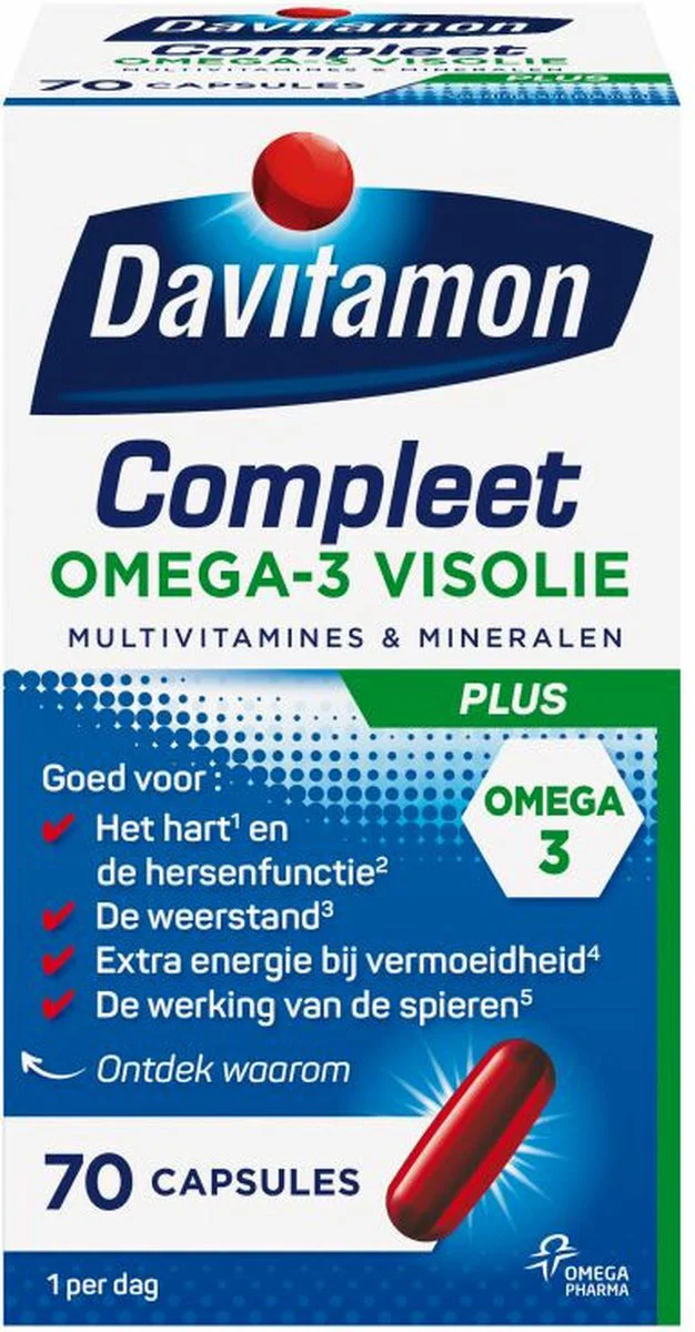 2x Davitamon Compleet Omega-3 Visolie 70 capsules