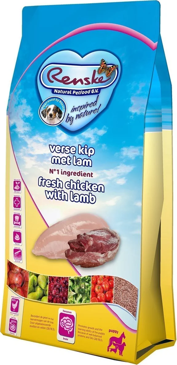 Renske Super Premium Puppy Hondenvoer Kip & Lam 12 kg