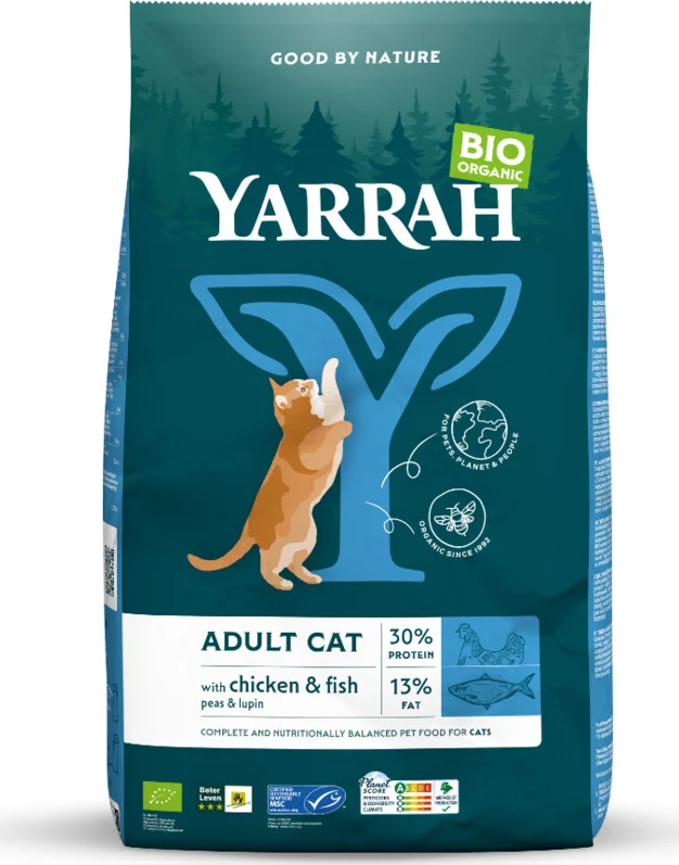 6x Yarrah Bio Kattenvoer Adult Vis 800 gr