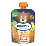 Bambix Bio Knijpzakje Appel, Banaan, Sinaasappel & Koekjes 6+ 100GR