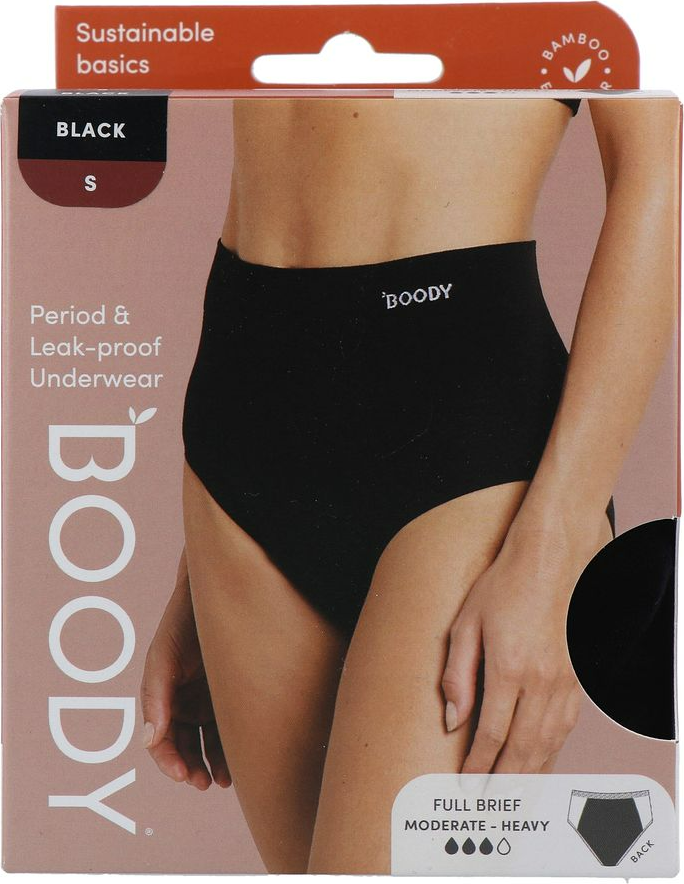 Boody Menstruatieondergoed Tailleslip Zwart Normaal/Hevig Maat S