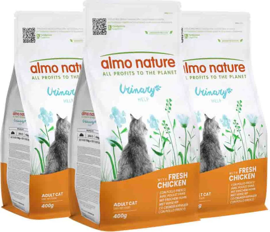 3x Almo Nature Kattenvoer Droog Urinary Help Kip 400 gr