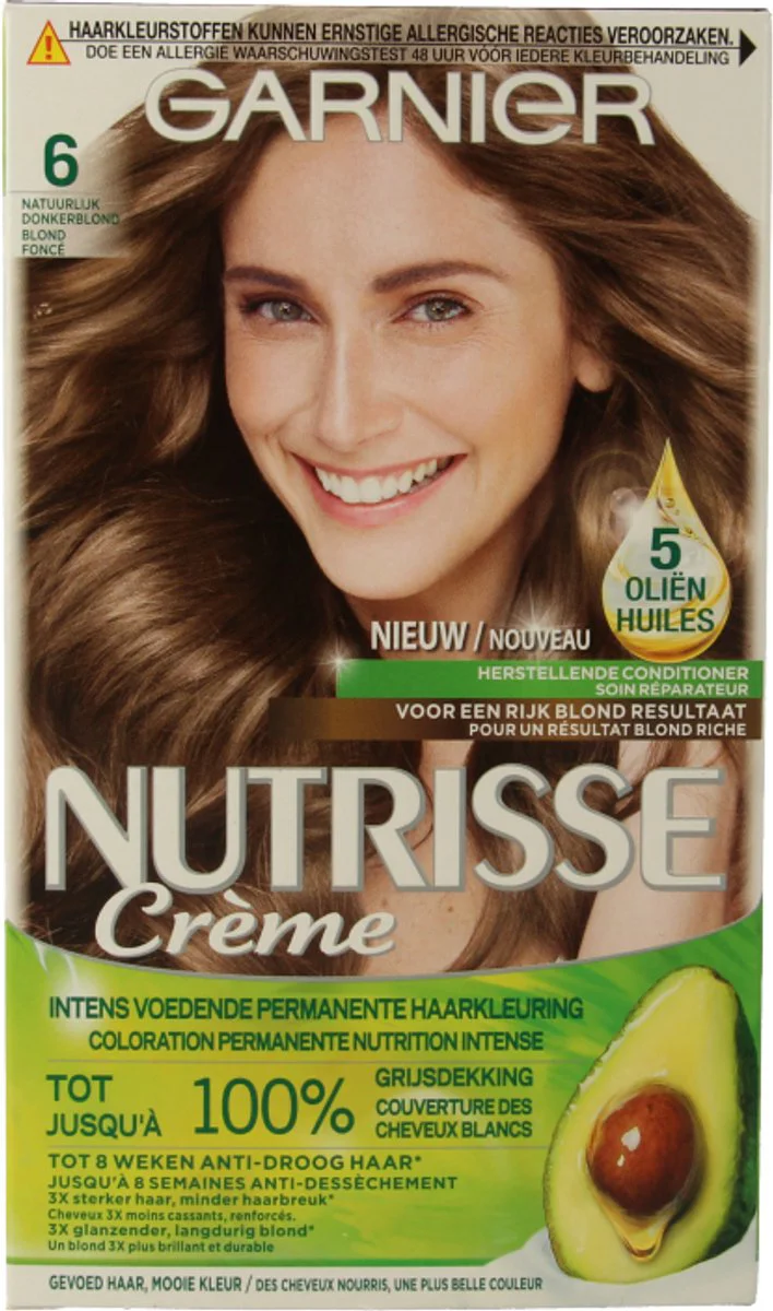 Garnier Nutrisse Ultra Crème Permanente Haarkleuring 6.0 Natuurlijk Donkerblond