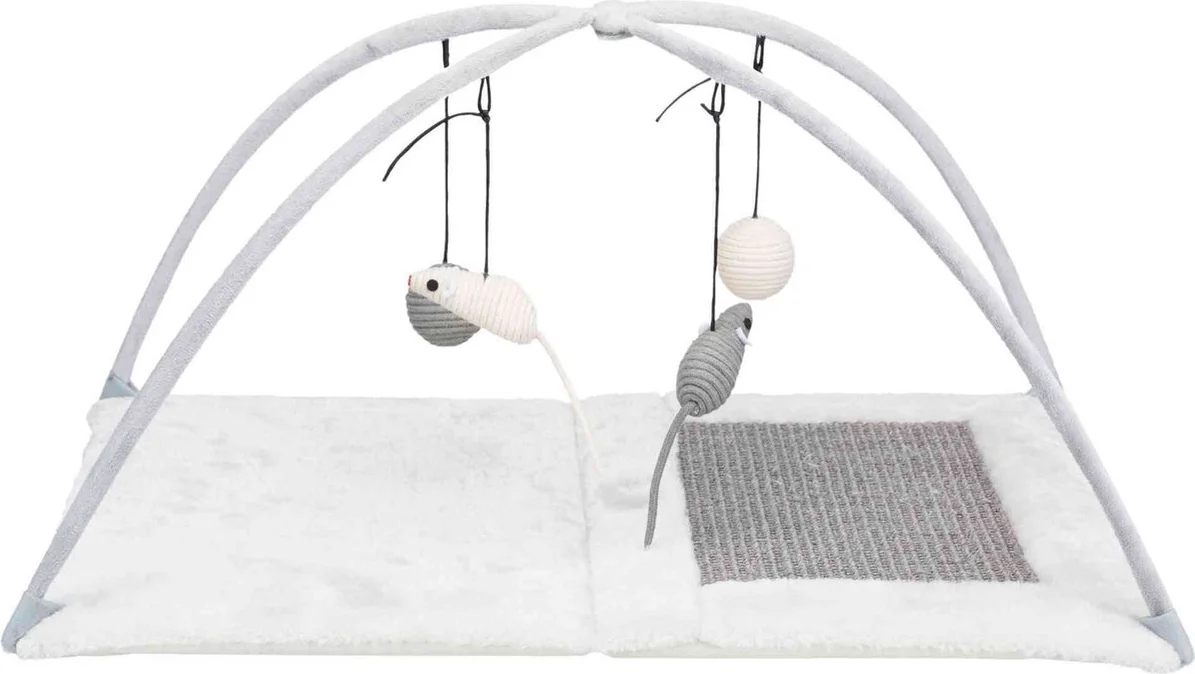 Trixie Junior Krabmat Met Speelboog - Krabplank - 60x33x42 cm Lichtgrijs