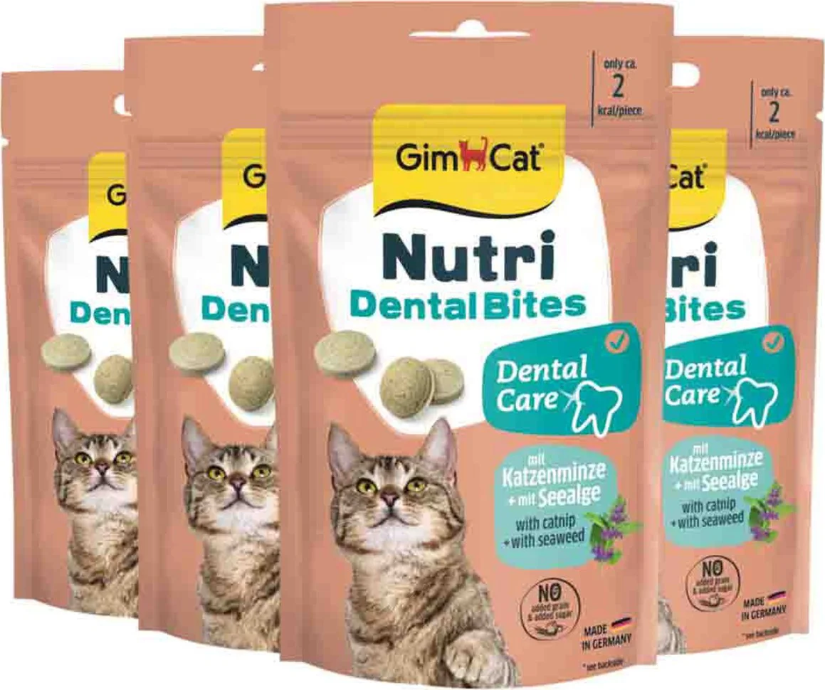 4x GimCat Kattensnack Nutri Dental Bites 40 gr