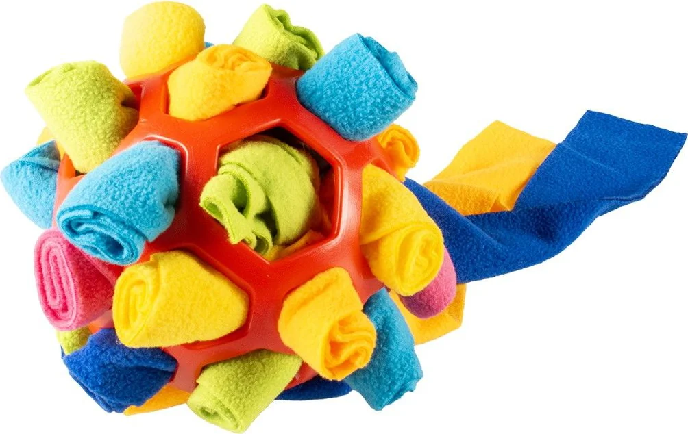duvoplus Snuffel- en Snackbal - Interactief Hondenspeelgoed - Pluche & Rubber - Vulbaar met Snacks - 14cm - Meerkleurig