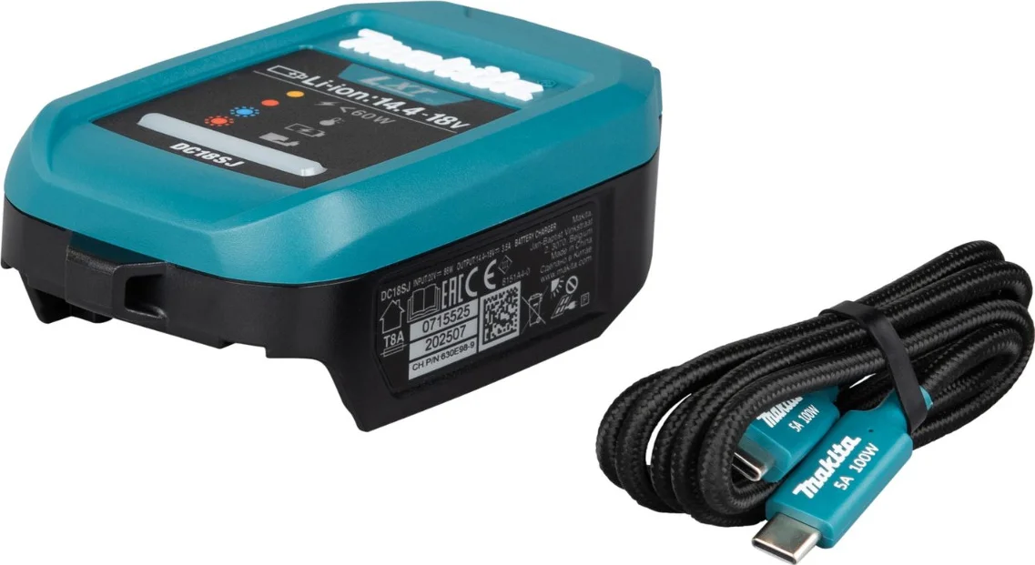 Makita DC18SJ Lader + USB-C PD kabel - 1916D9-8