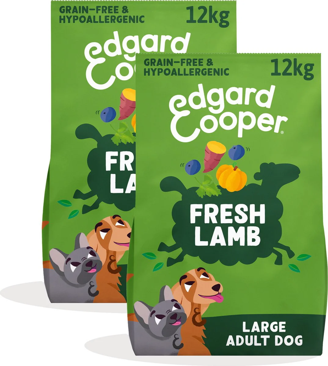 2x Edgard & Cooper Hondenvoer Droog Graslam 12 kg