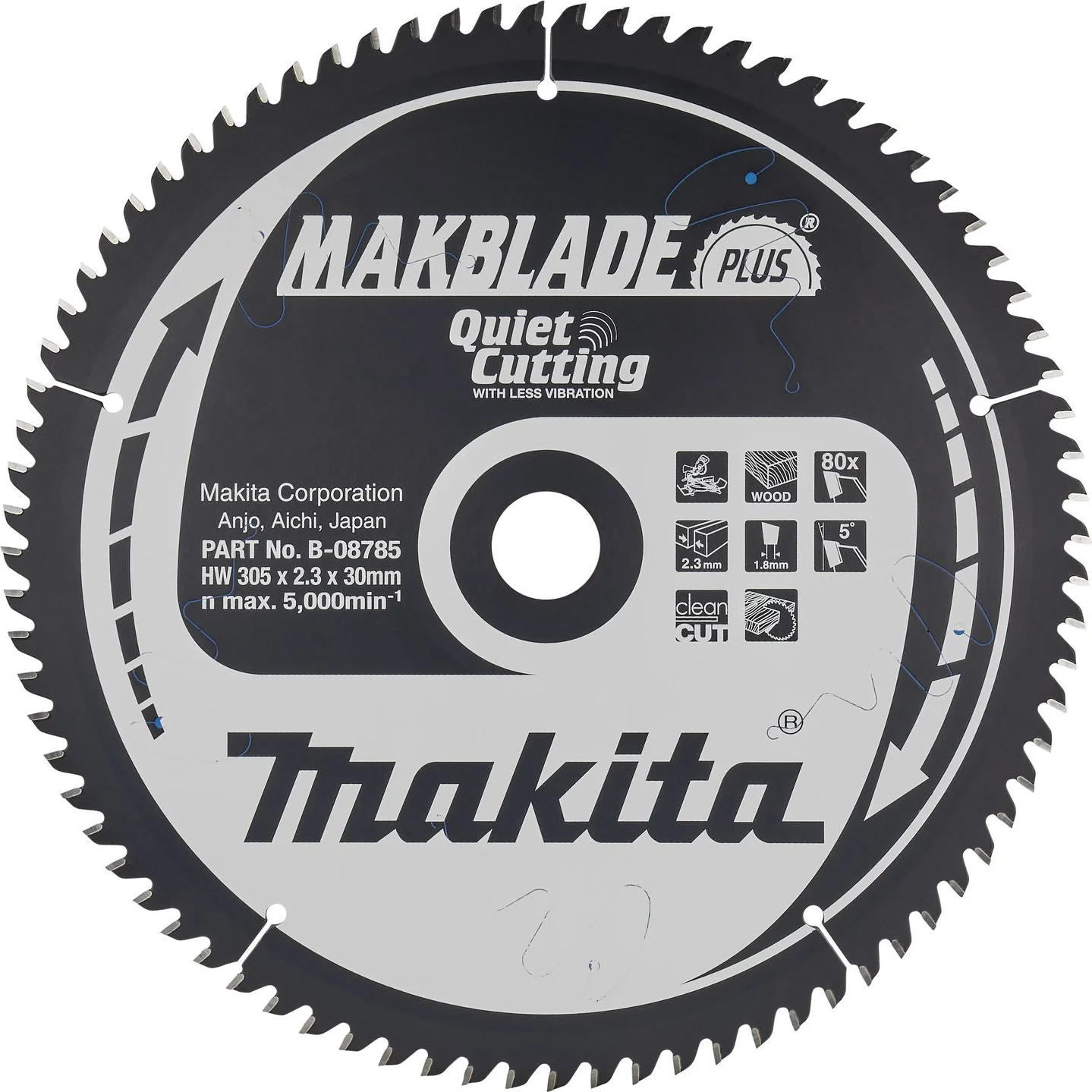 Makita Afkortzaagblad voor Hout | Makblade-Plus | Ø 305mm Asgat 30mm 80T - B-08785