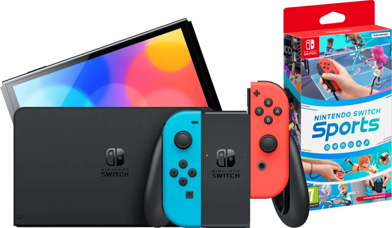 Nintendo Switch OLED Blauw/Rood + Nintendo Switch Sports