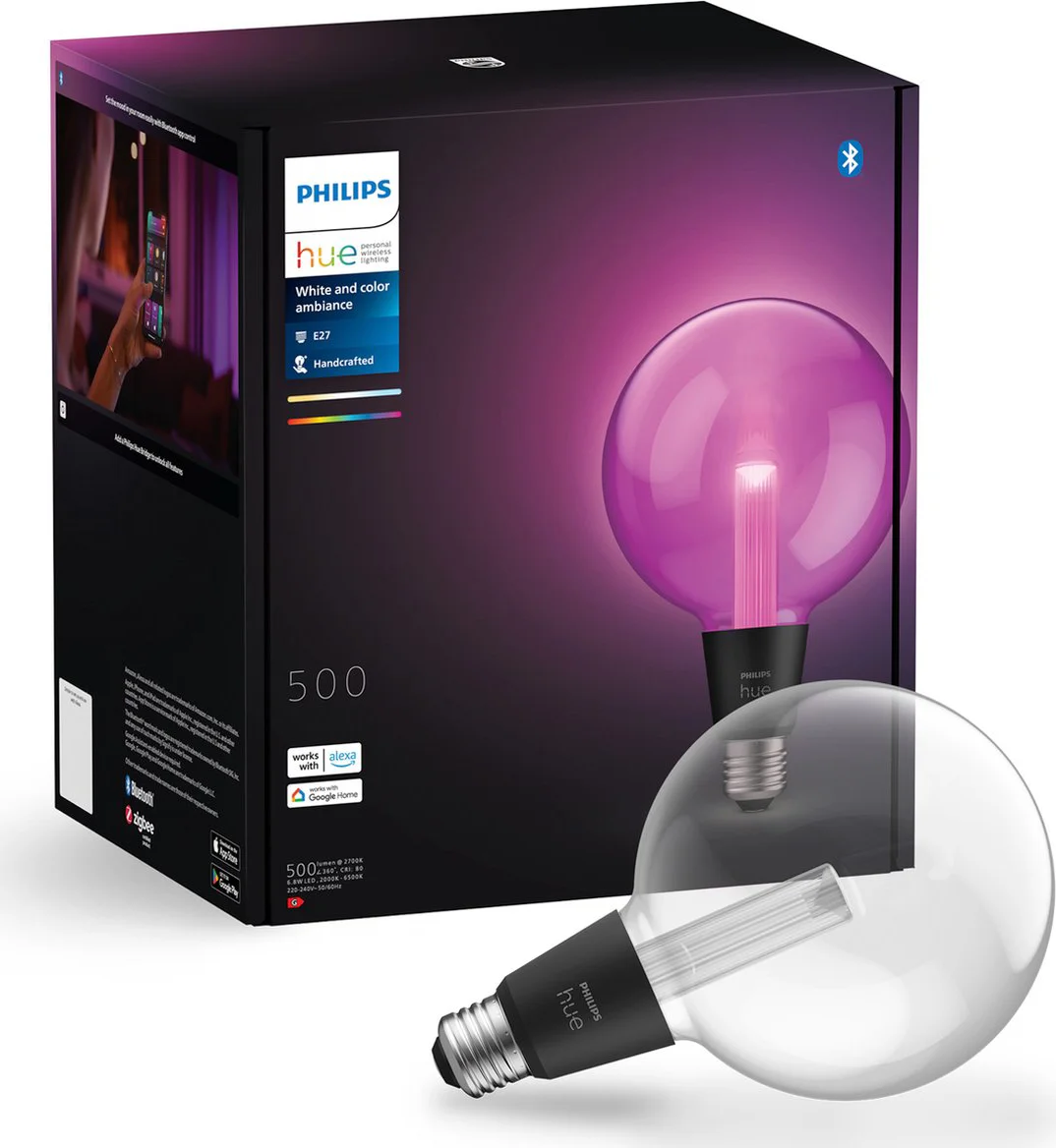 Philips Hue Lightguide Globe XL White and Color E27