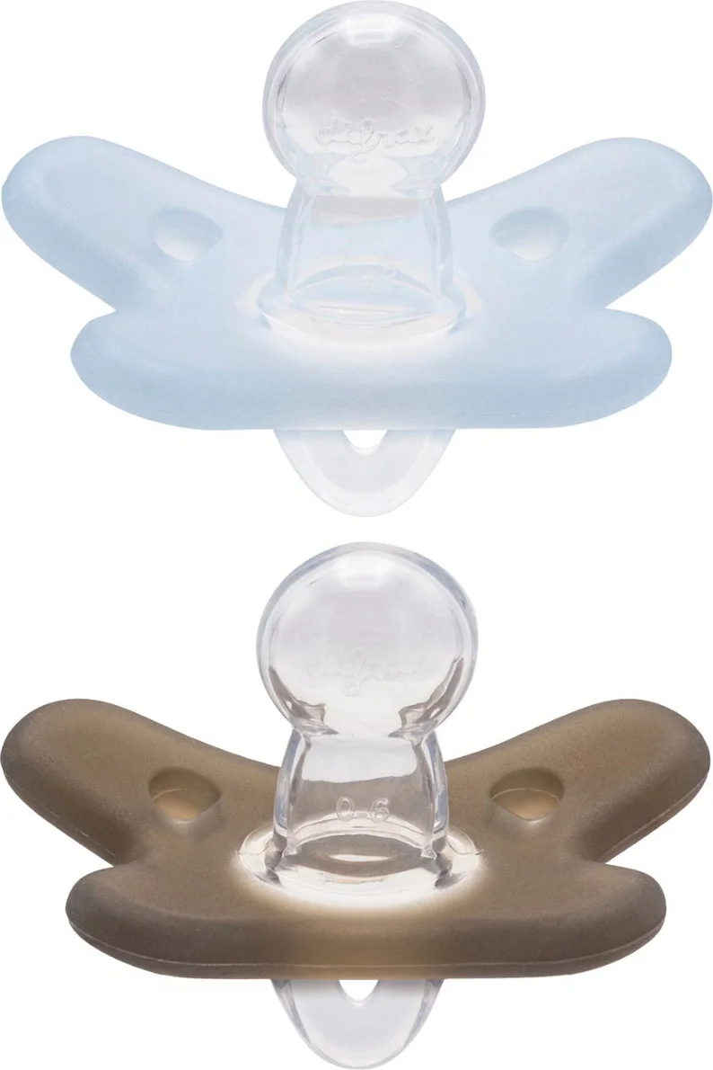 Difrax Fopspeen Natural Siliconen 0-6 Maanden Ice/Clay 2ST