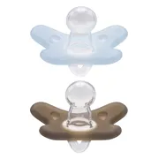 Difrax Fopspeen Natural Siliconen 0-6 Maanden Ice/Clay 2ST
