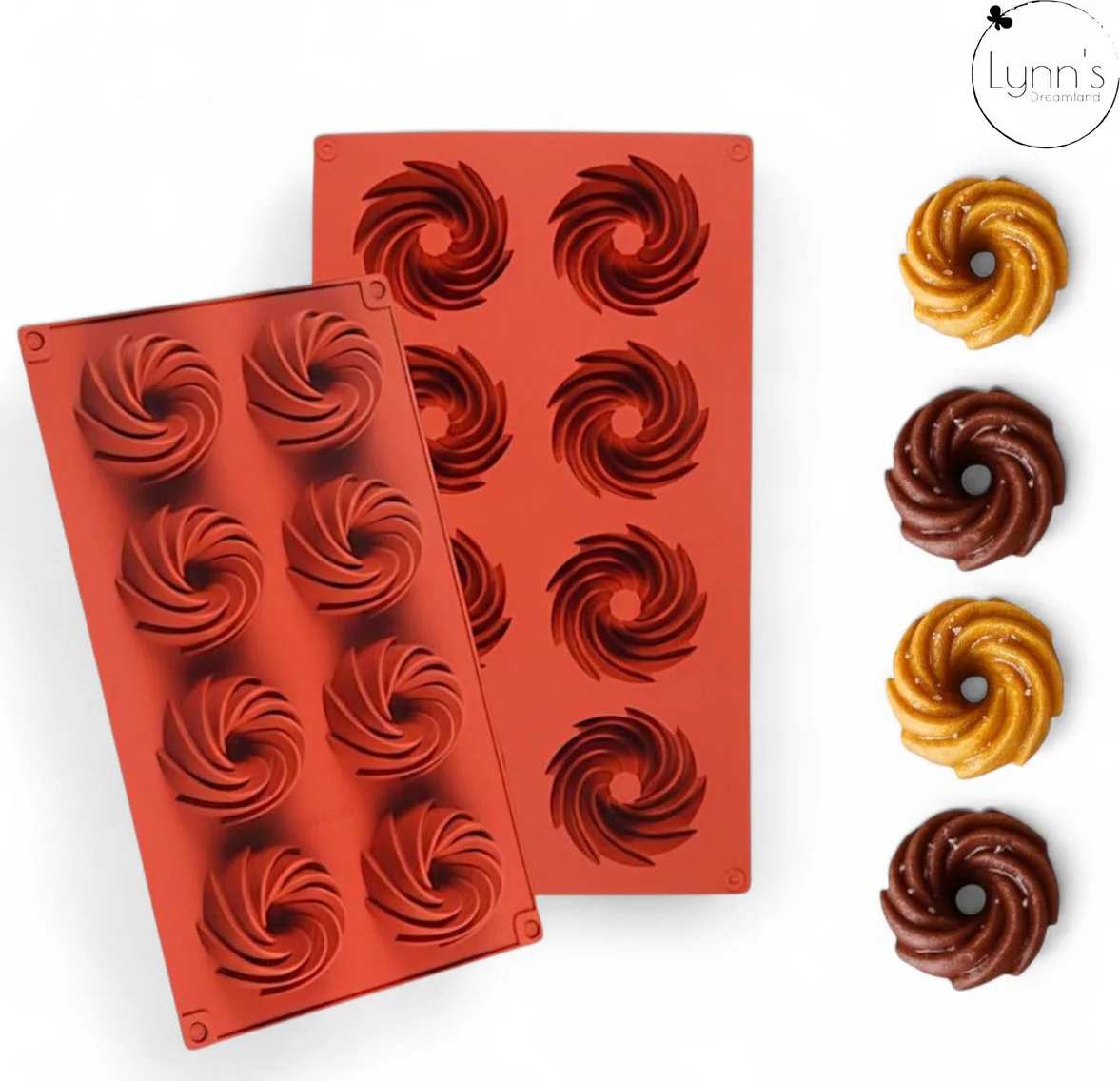 Siliconen tulband bakvorm - 8x mini bundt cakes - Ø6 cm - Gebakjes, Brownies & Chocolade - Zeepjes & Kaarsjes - Gips & Epoxy