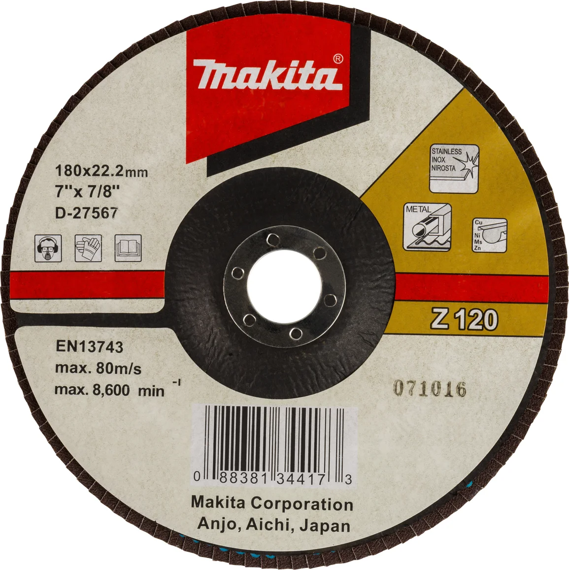 Makita D-27567 Lamellenschuurschijf Z120 | 180mm