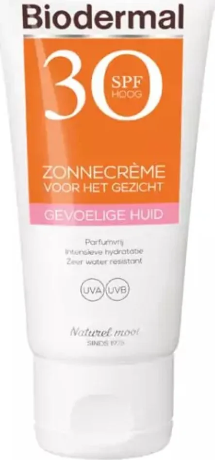3x Biodermal Zonnecreme Gezicht Gevoelige Huid SPF30 50 ml