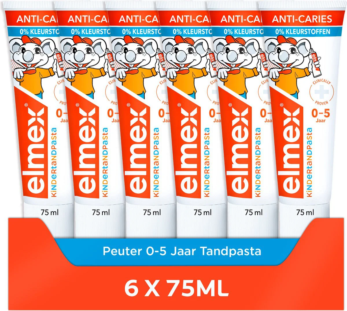 6x Elmex Gel-Tandpasta Peuter (0-5 Jaar) 75 ml
