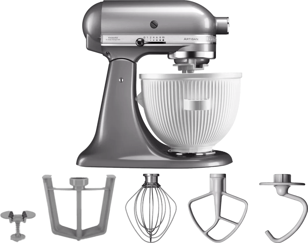 KitchenAid Artisan Mixer 5KSM125 Contourzilver + IJsbereider