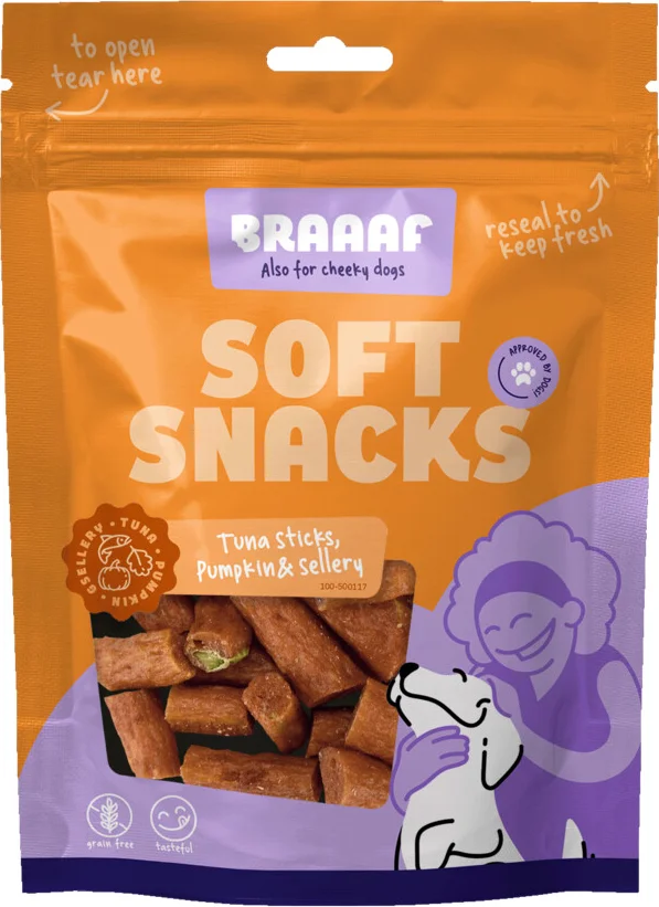 Braaaf Hondensnack Sticks Tonijn - Pompoen - Selderij 85 gr