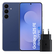 Samsung Galaxy S25 FE 128GB Donkerblauw 5G + Samsung Oplader 25 Watt Zwart