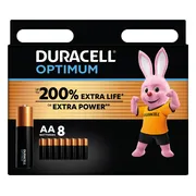 2x Duracell Alkaline Batterijen Optimum AA 8 stuks