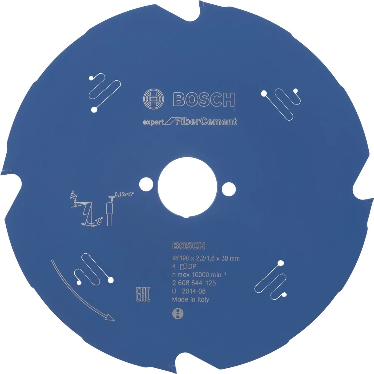 Bosch Professional Cirkelzaagblad EXPERT Fibre Cement | Ø 190 x 2,2 x 30mm 4T - 2608644125