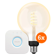 Philips Hue Filament White Ambiance Globe XL 6-Pack + Bridge