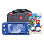 Nintendo Switch Lite Blauw + Super Mario Bros. Wonder + Beschermhoes