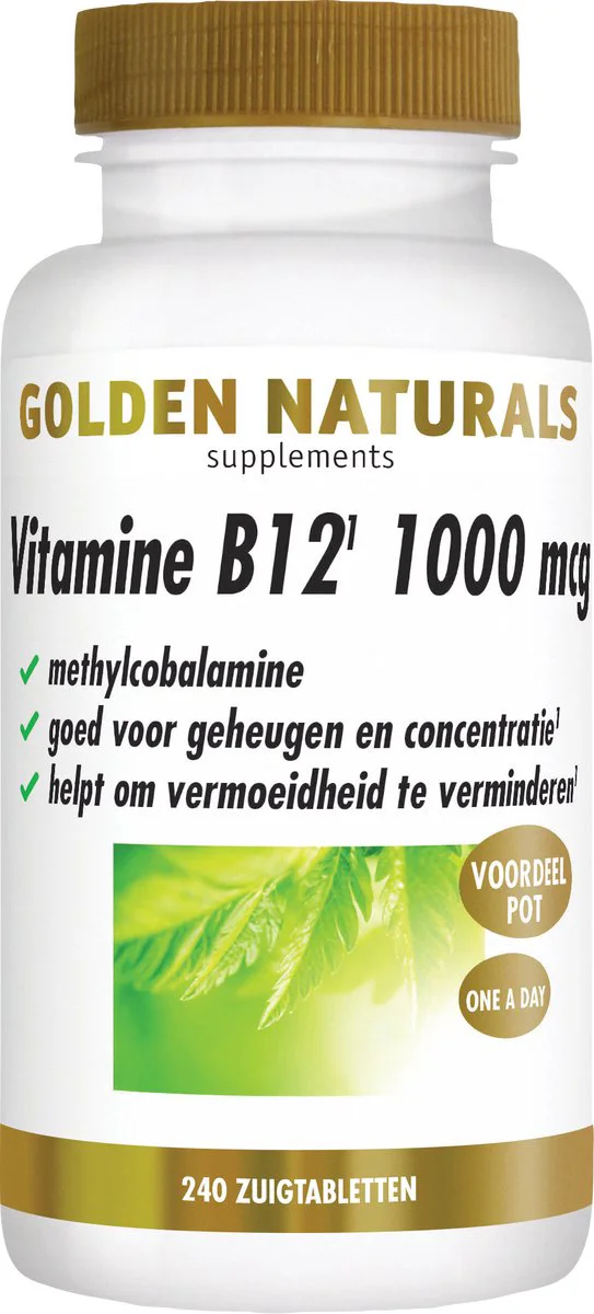 Golden Naturals Vitamine B12 1000mcg Vegan 240 zuigtabletten