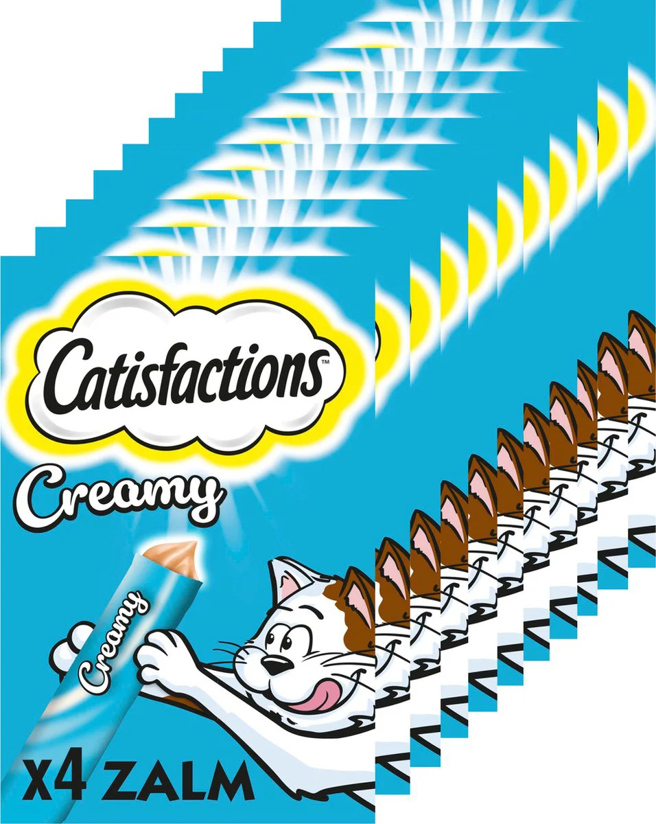 11x Catisfactions Kattensnack Zalm Creamy 4 x 10 gr
