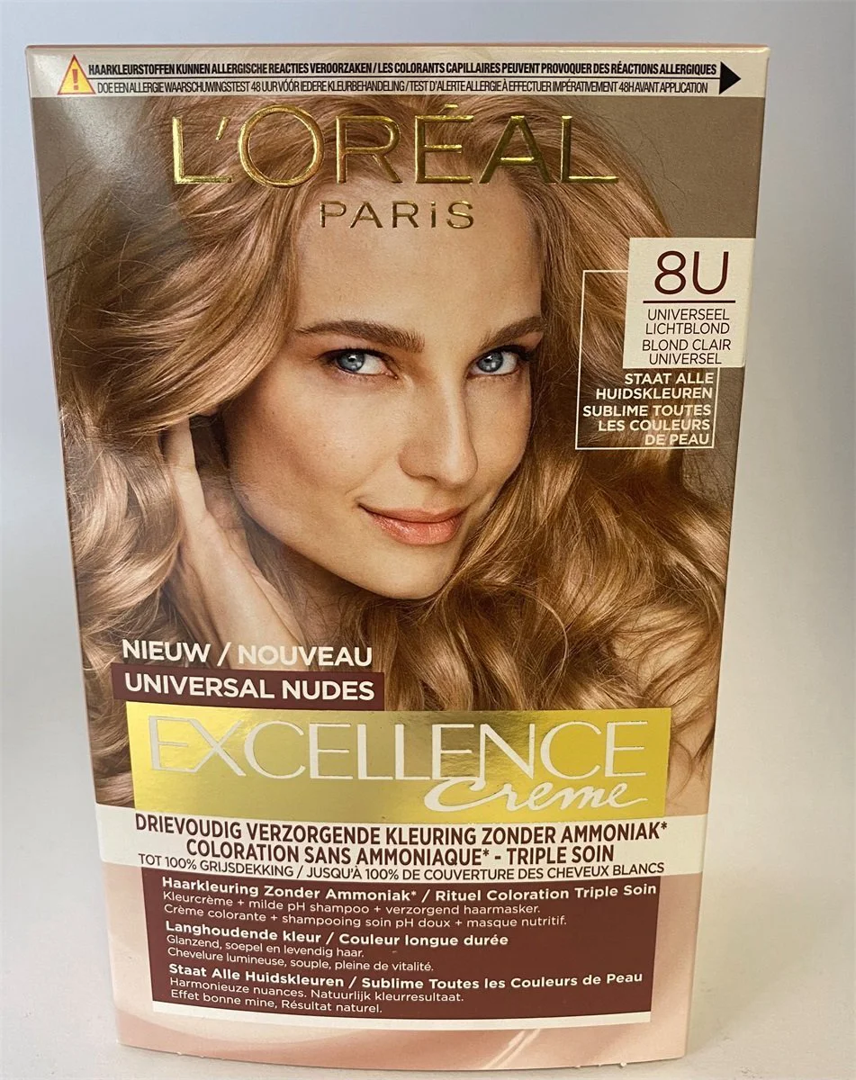L'Oréal Excellence Crème Universal Nudes Permanente Haarkleuring 8U Universeel Lichtblond