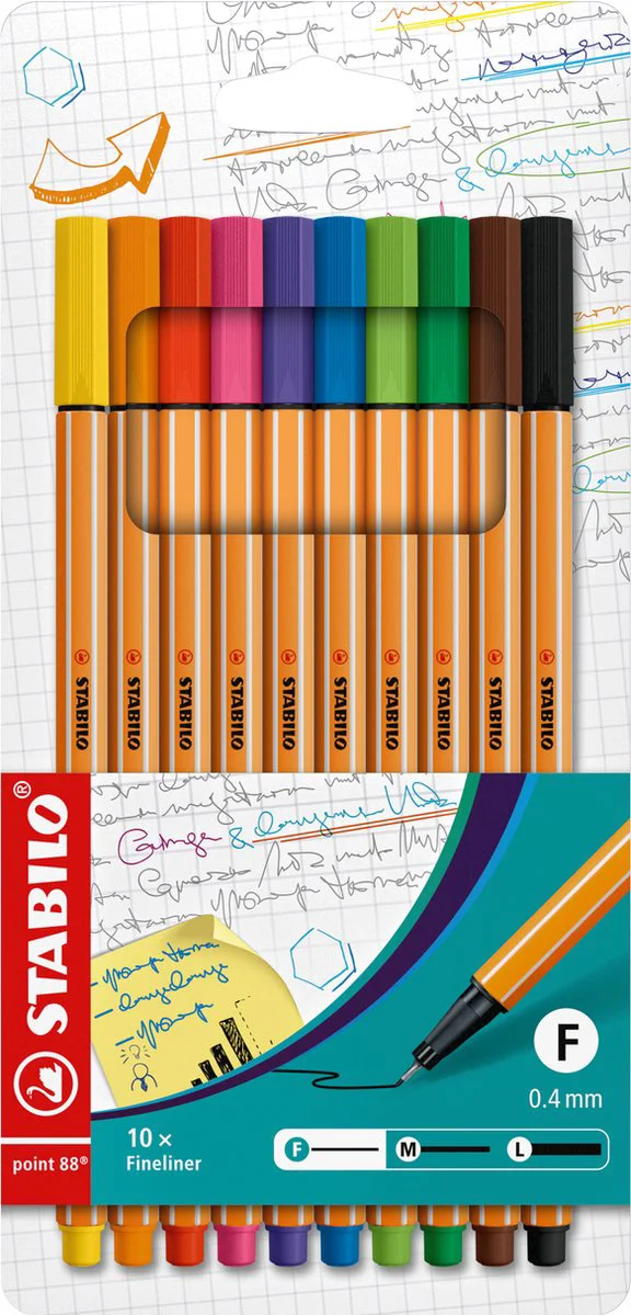 STABILO point 88 – Premium Fineliners – Etui Met 10 Verschillende Kleuren