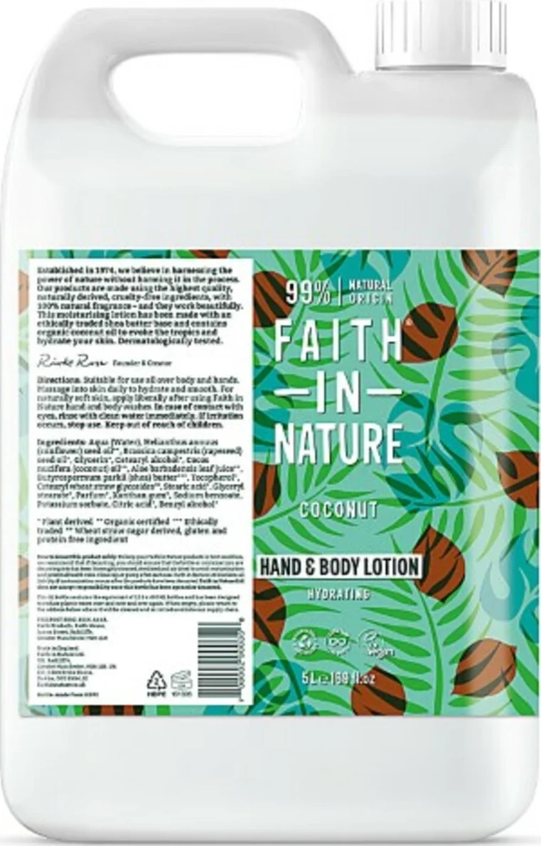 Faith in Nature Coconut Hand & Body Lotion Navulverpakking 5LT