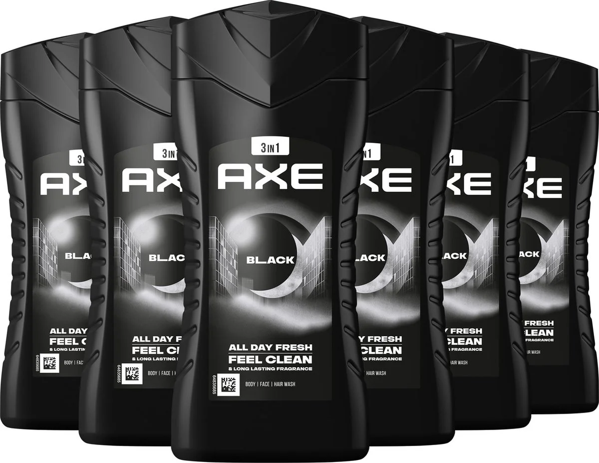 6x Axe 3-in-1 Douchegel Black 250 ml