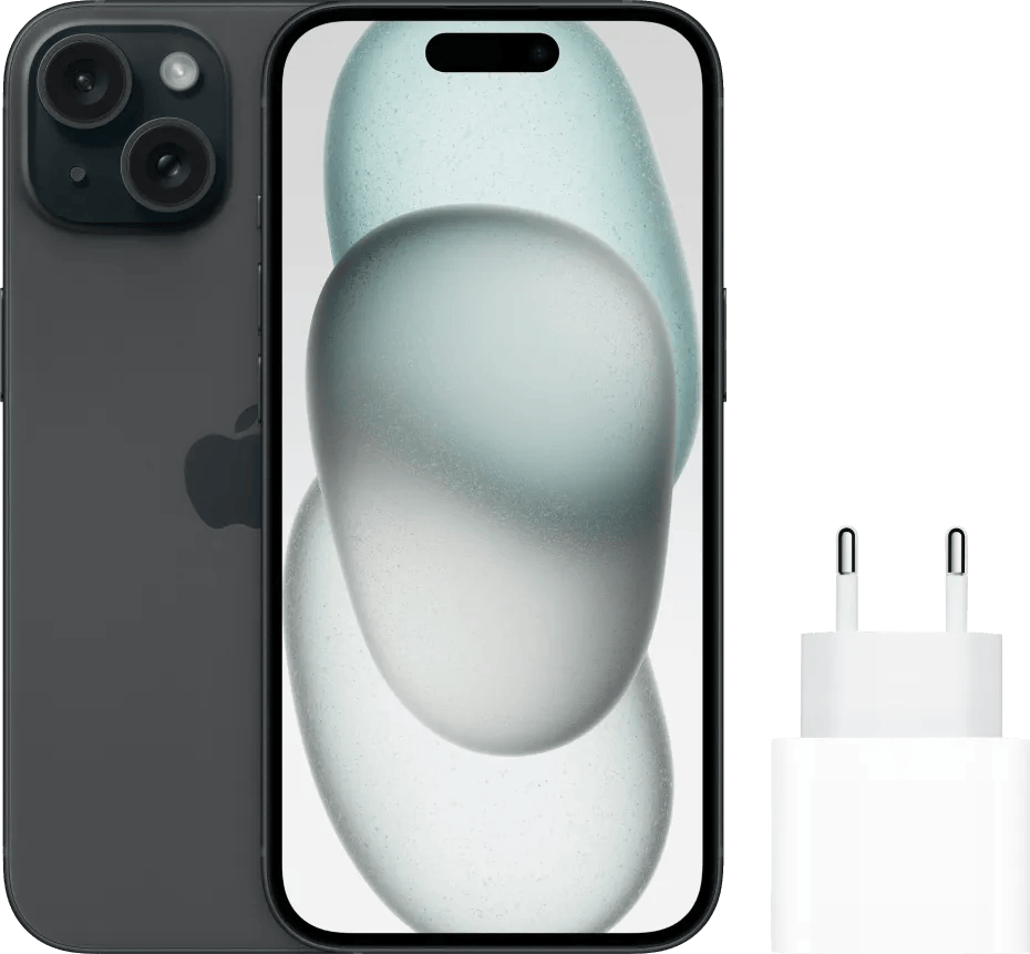 Apple iPhone 15 256GB Zwart + Apple Snellader