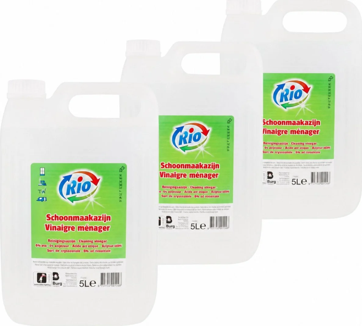 Schoonmaakazijn | 3 x 5 liter | Extra krachtig tegen tegelaanslag | Voordeelverpakking