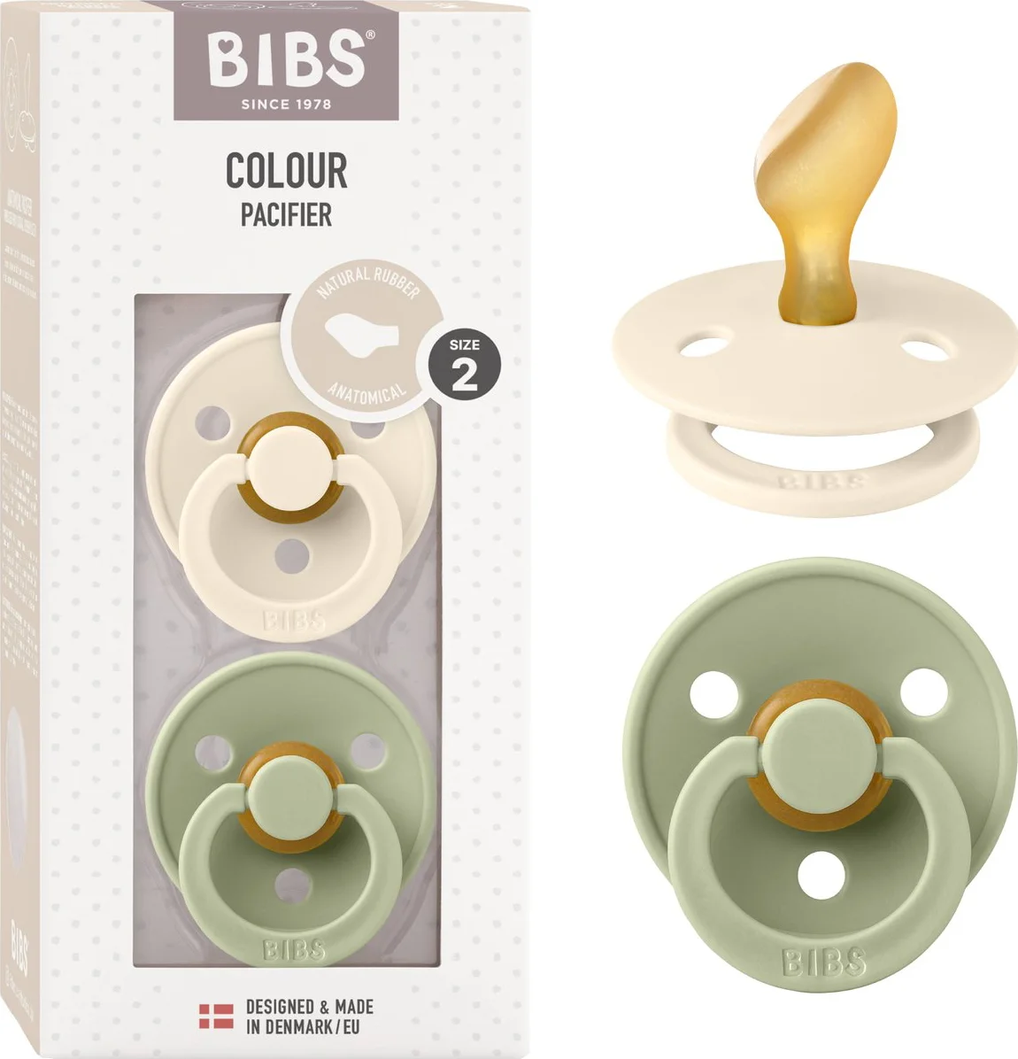 Bibs Fopspeen 6+ Maanden Anatomic Ivory/Sage 2ST