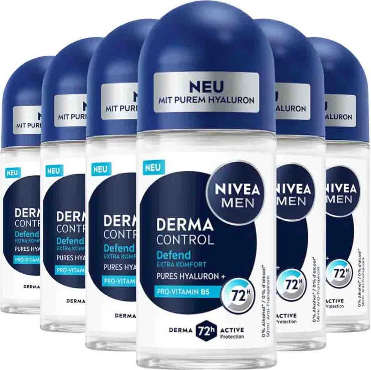 6x NIVEA Deodorant Roller For Men Derma Control Defend 50 ml