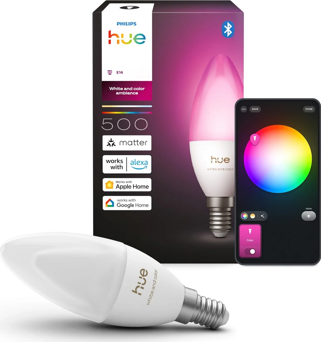 Philips Hue Kaarslamp White and Color E14 Losse lamp