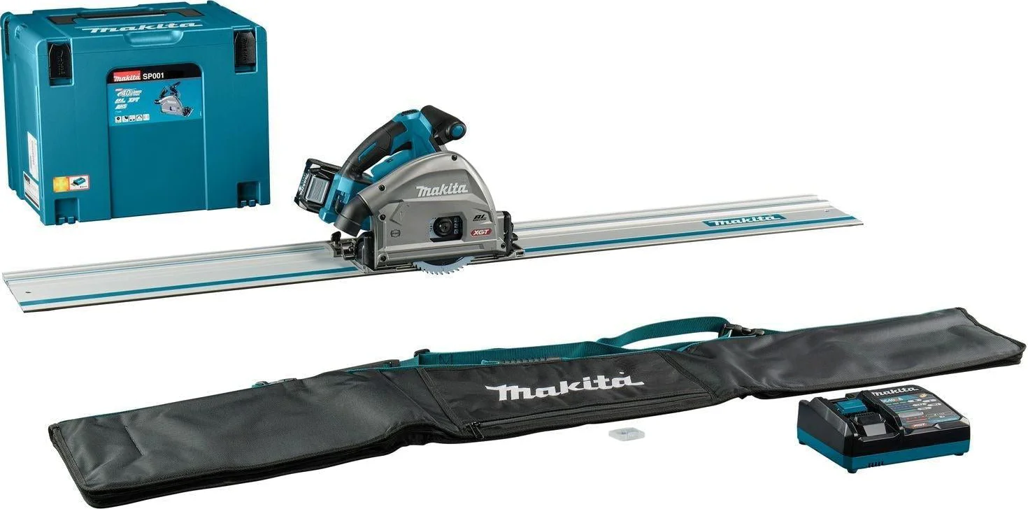 Makita SP001GM102 Accu Invalcirkelzaag 165mm AWS + Geleiderail en Tas XGT 40V Max 4.0 Ah in Mbox