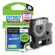 DYMO Duurzame D1 Tape 12 mm x 5,5 m Zwart Wit Label