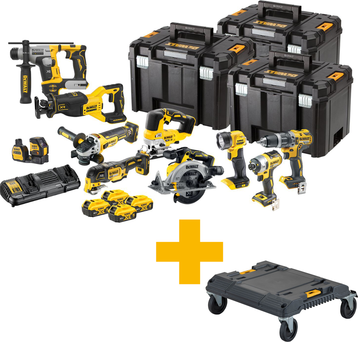 DeWALT DCK1012P4T Accu combiset 10-delig 18V XR 5.0Ah in TSTAK